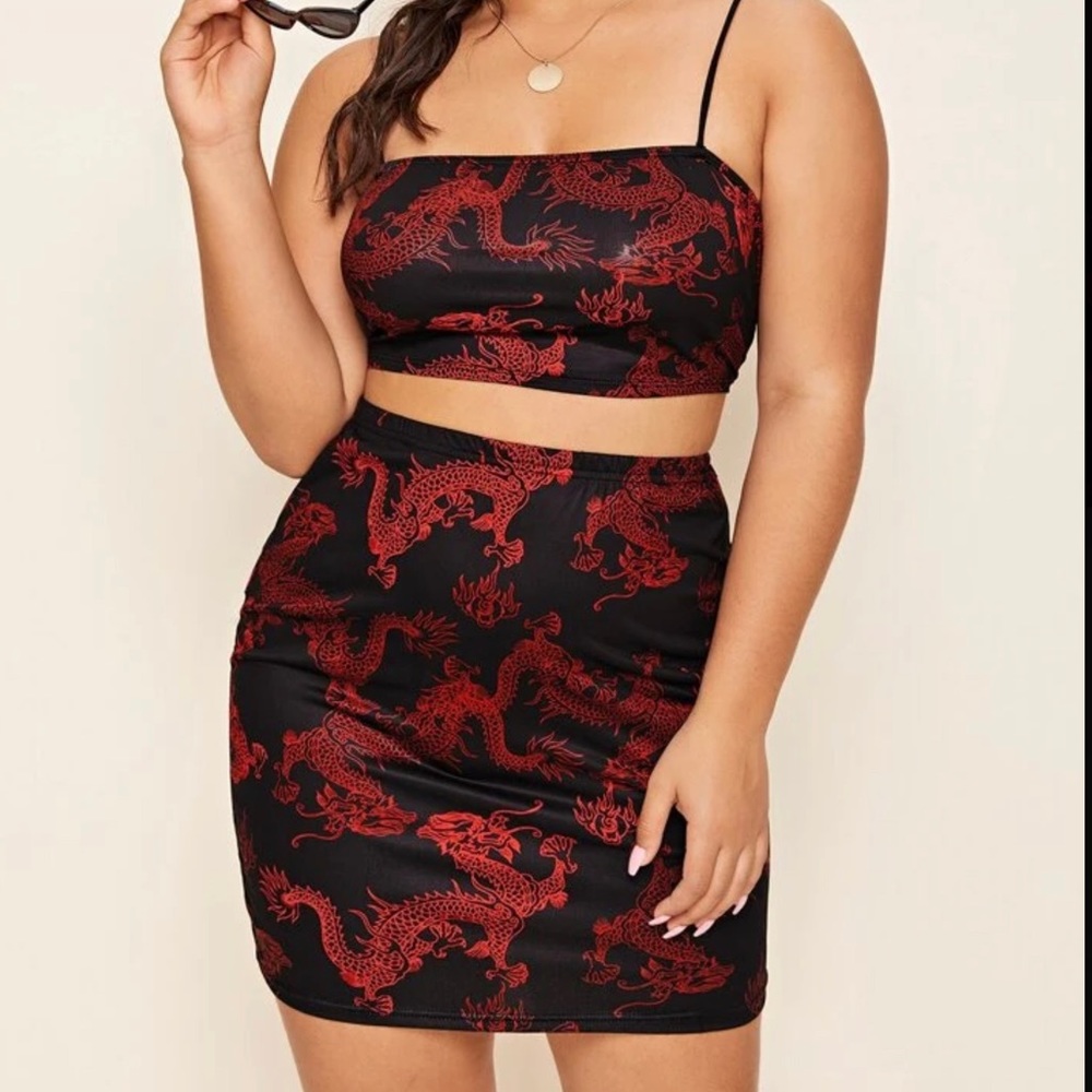 Dragon print Cami top & skirt set